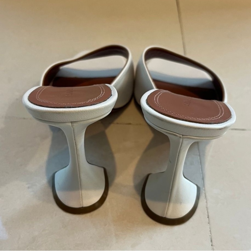 Amina Muaddi White Slip-On Heeled Mules - Picture 2 of 4